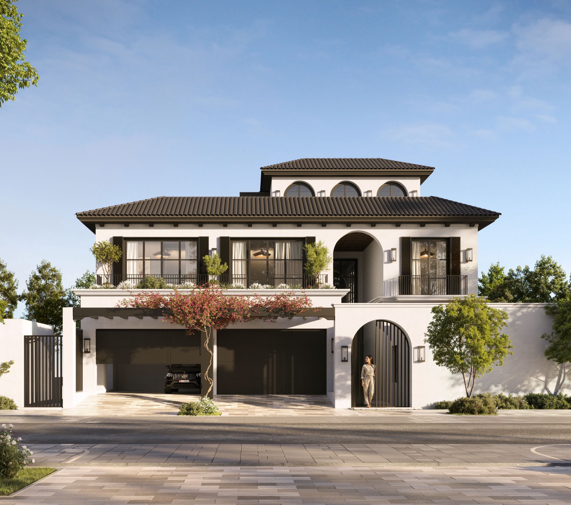 Hudayriyat Golf Estates Andalusian villa frontage