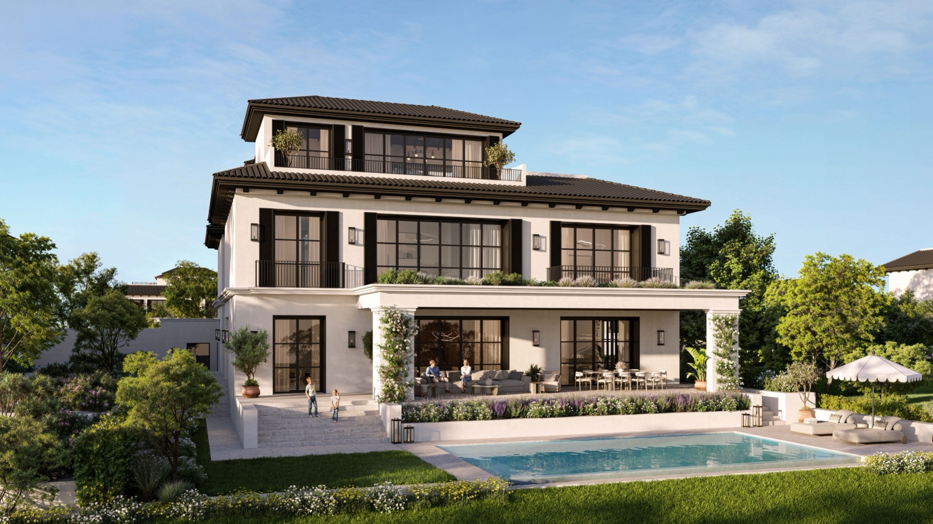 Hudayriyat Golf Estates fairway villa with pool and garden