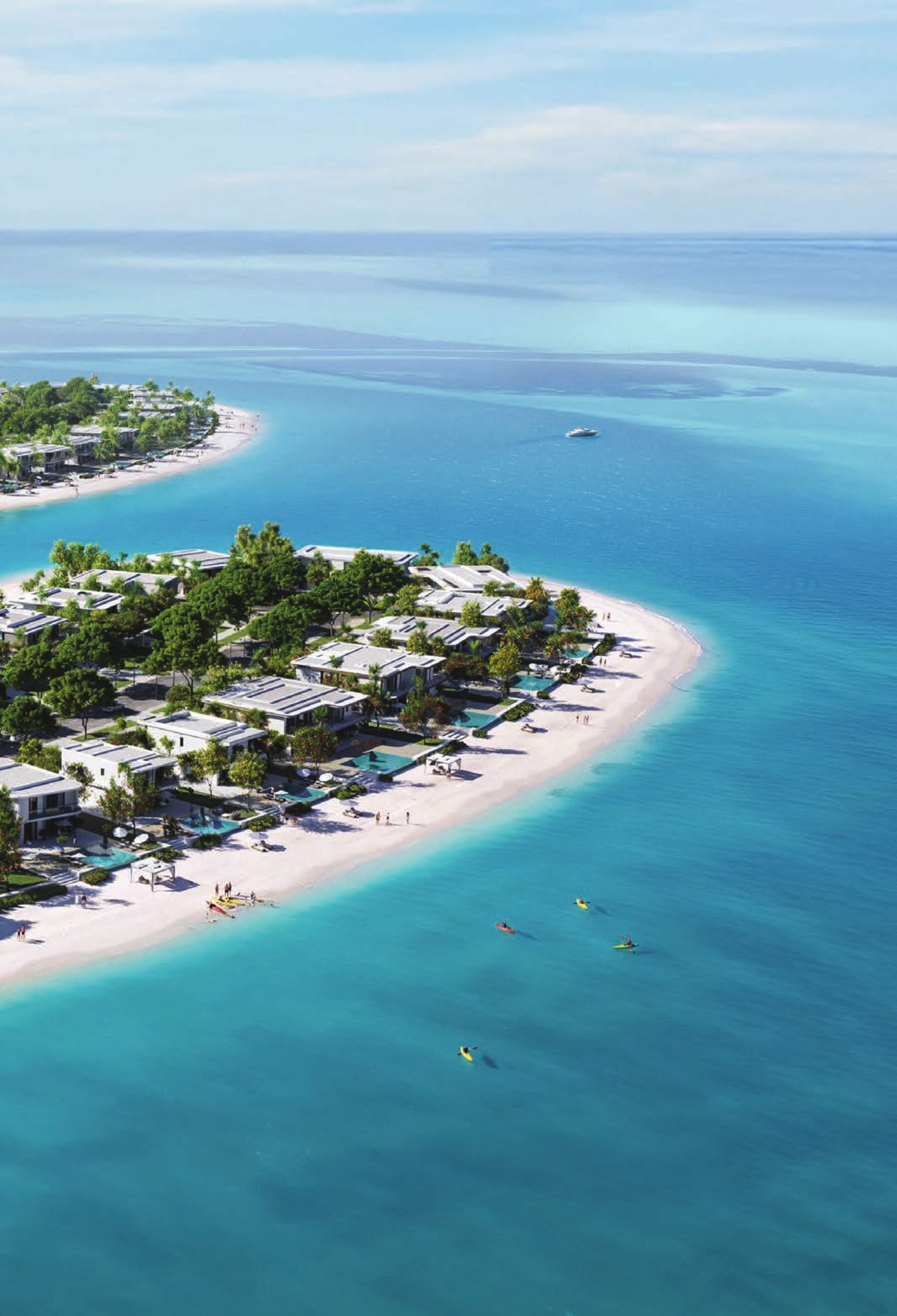 Ramhan Island aerial view of villas and coastline